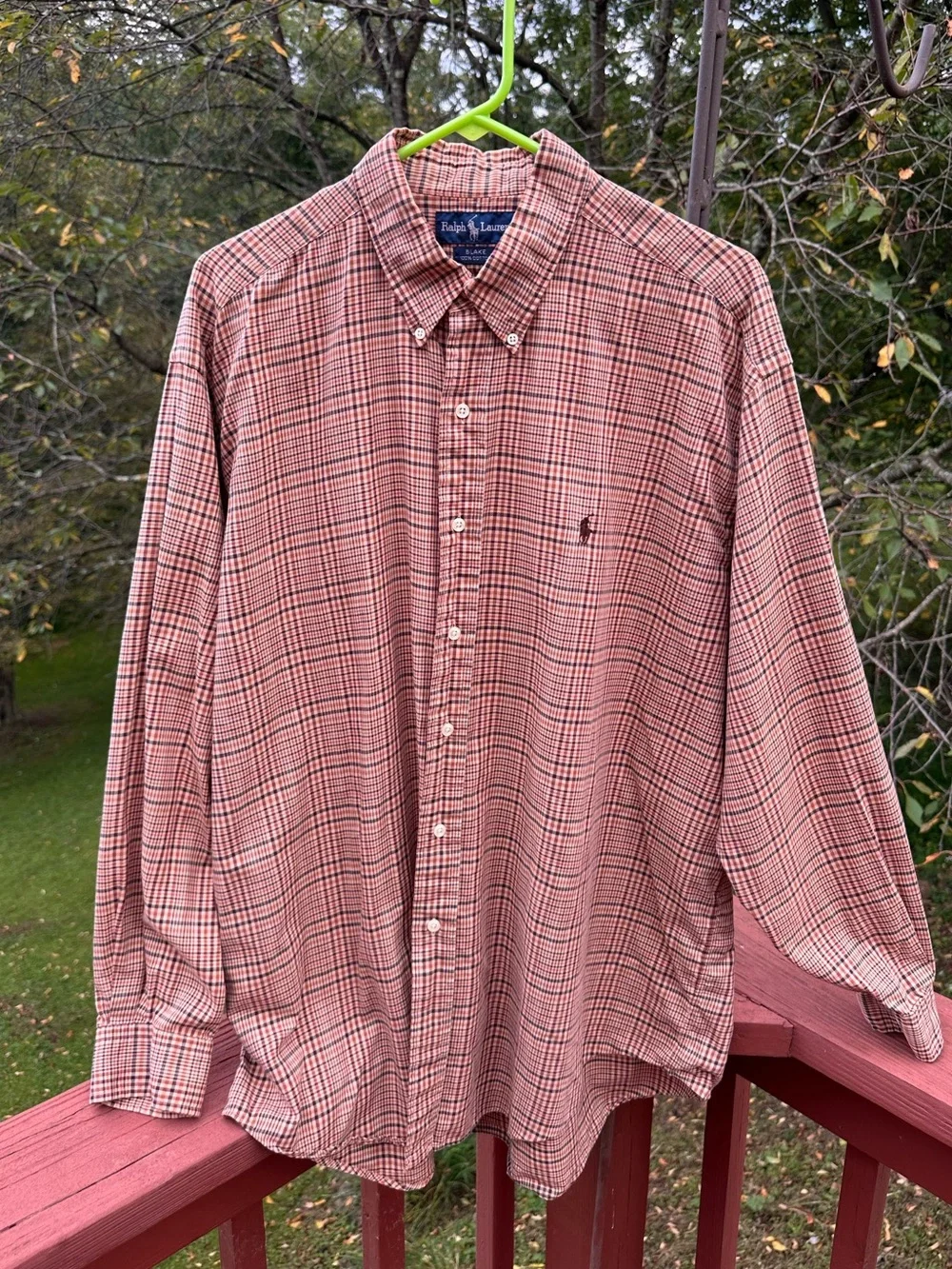 Ralph Lauren Men's Blake Brown Red & Navy Plaid Button-Down Shirt